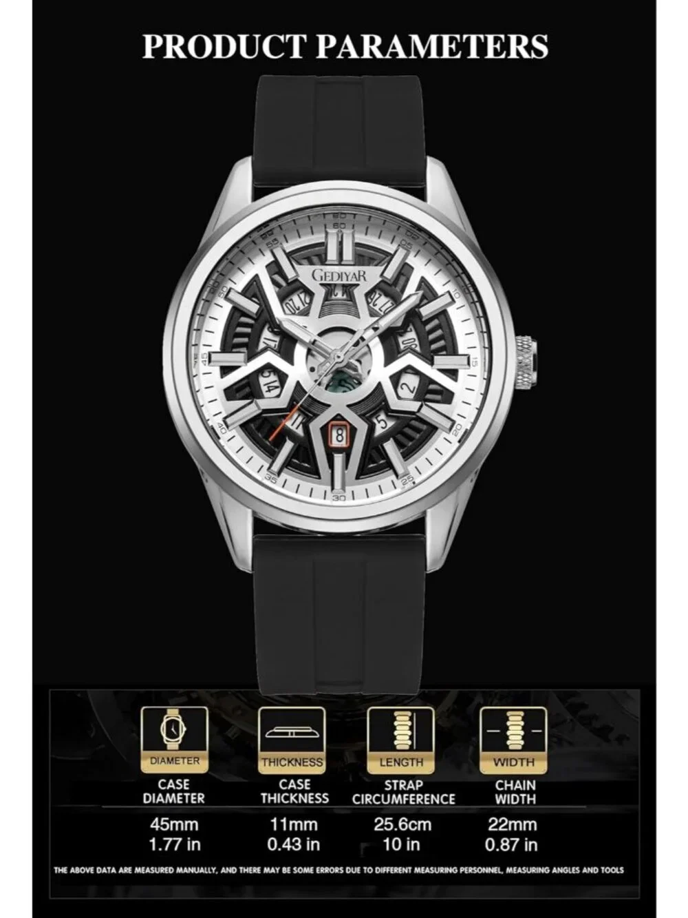 Men's Black Analog Quartz Solid Luxury Casual Calendar Waterproof Wrist Watch